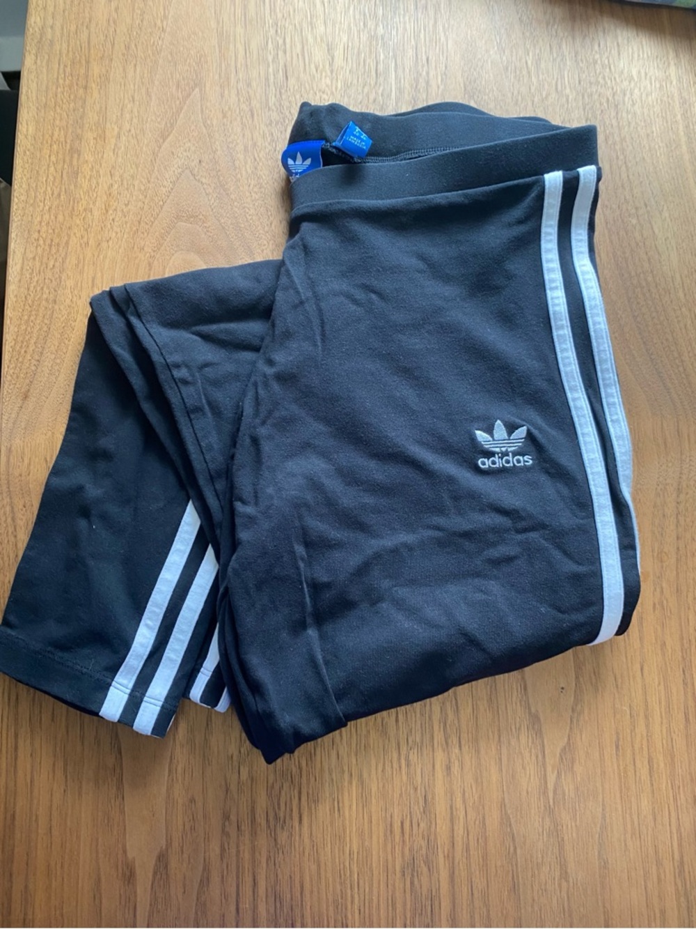 Adidas Full-length Black Leggings with White Side Stripes
